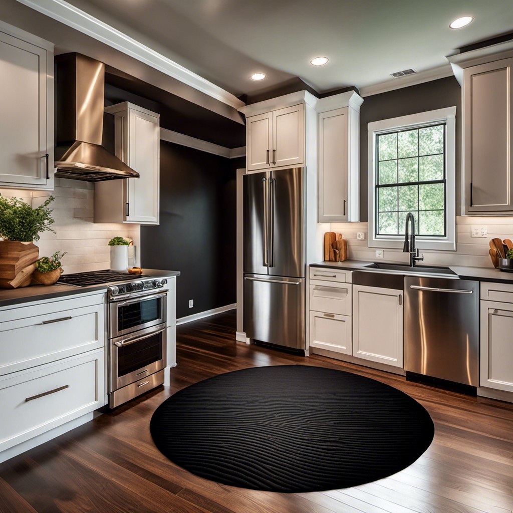 espresso colored round kitchen rug for dark themed kitchens