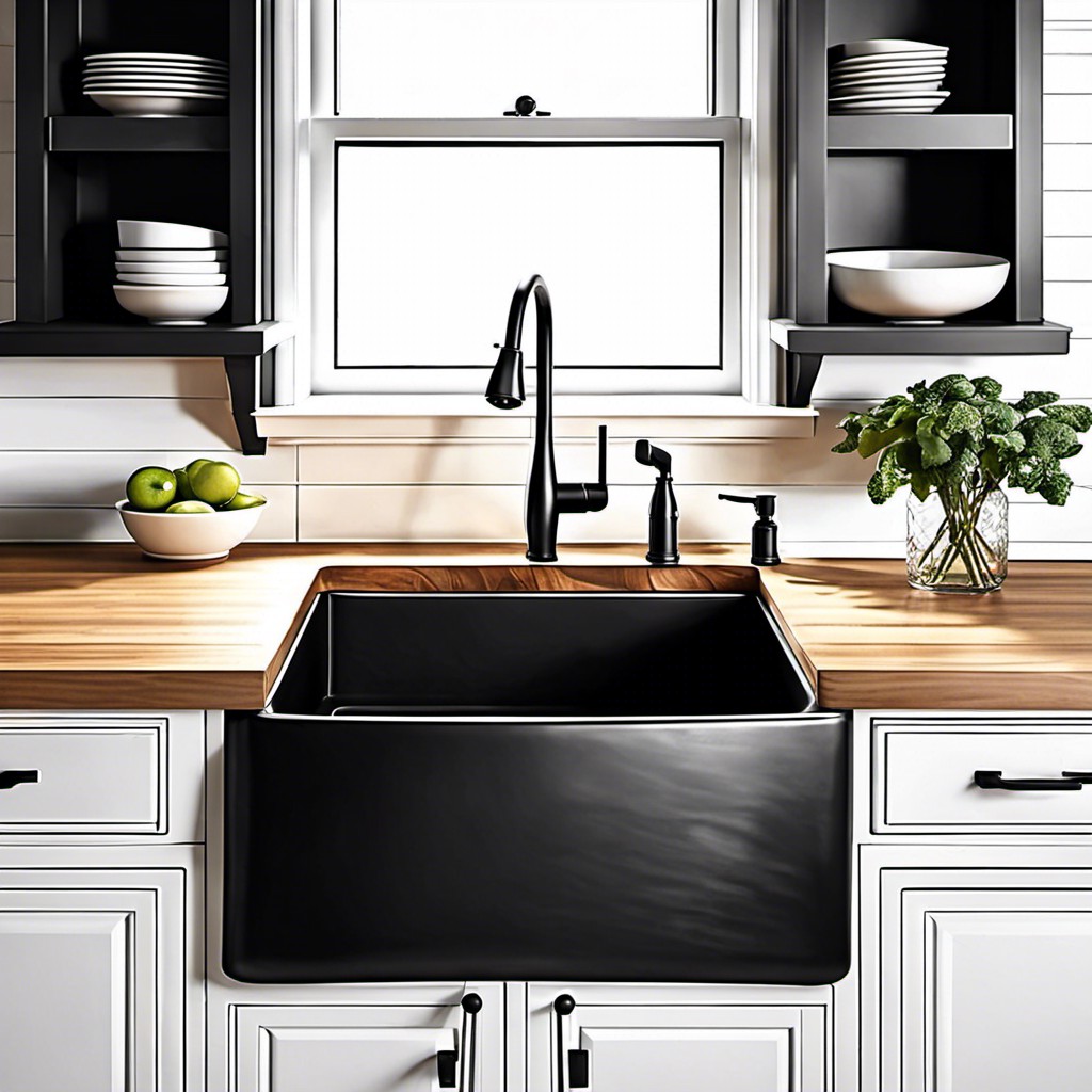 farmhouse style black stainless sink