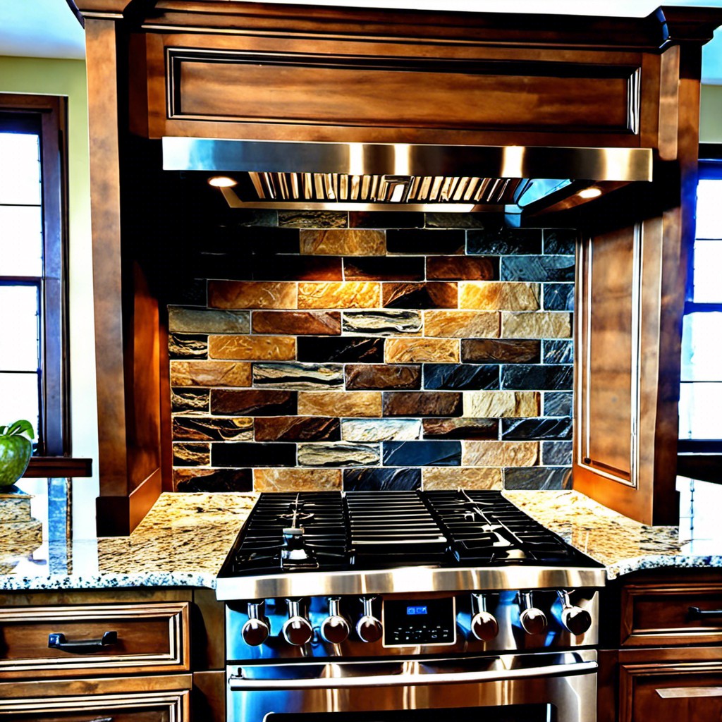 faux stone panel backsplash