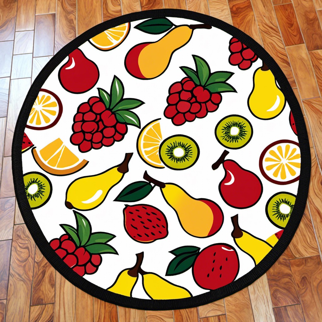 fruit themed round kitchen rug