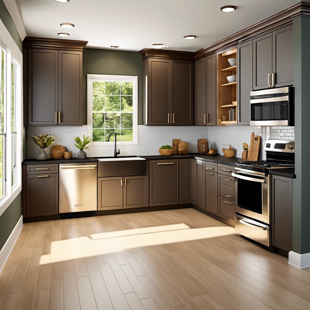 g shaped kitchen with two tone cabinets