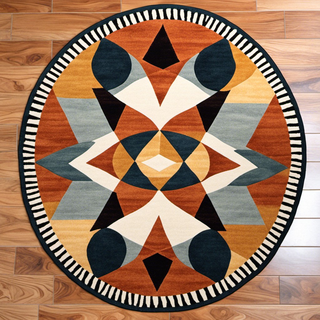 geometric design circular kitchen rug