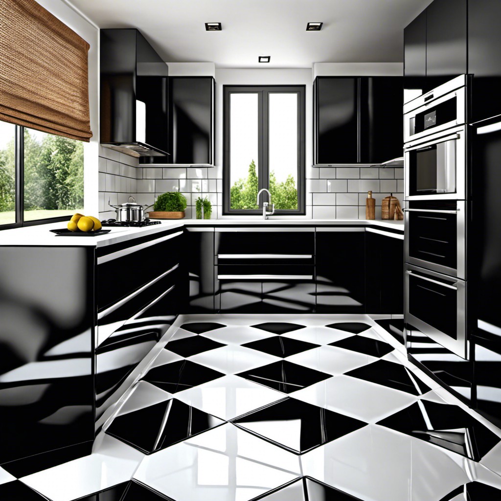 glossy black ceramic tiles
