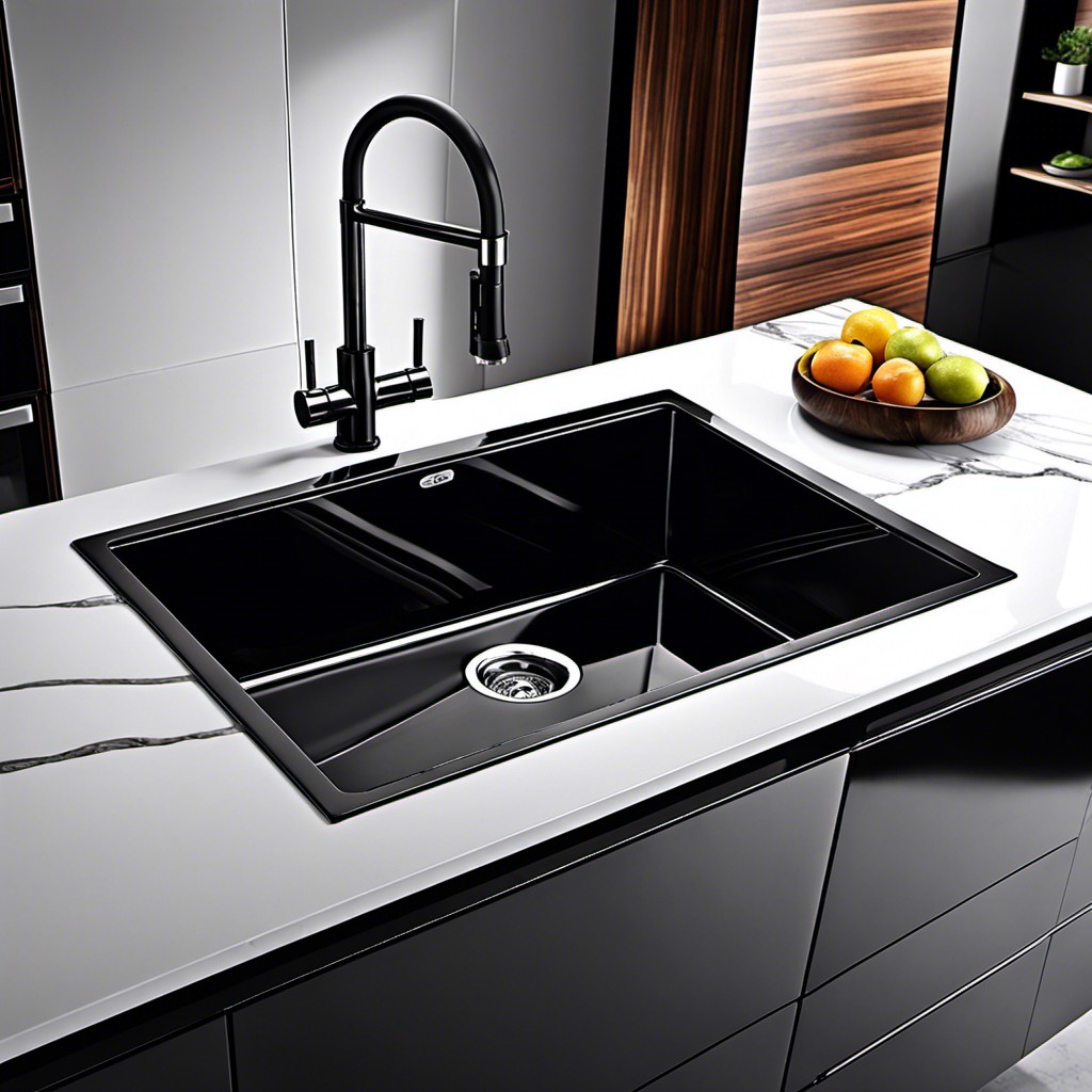 glossy finish black stainless sink