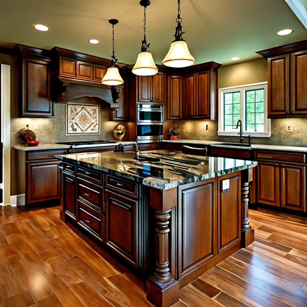 granite tile island with cooktop