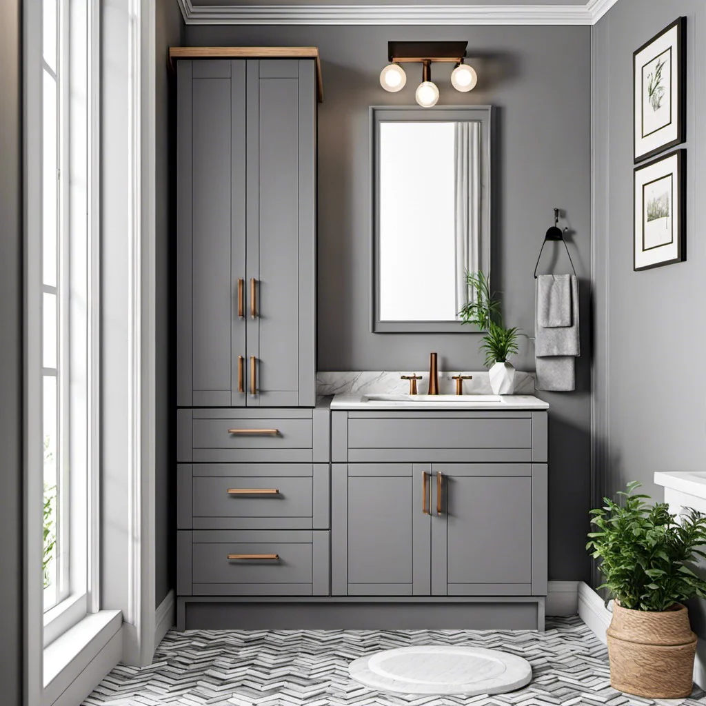 gray corner cabinets for small bathrooms