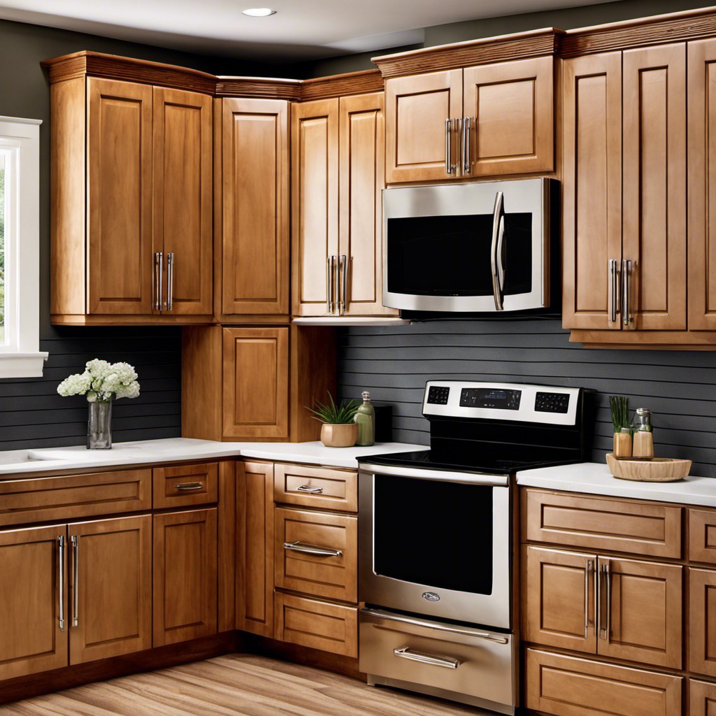 honey maple cabinets with brushed nickel hardware