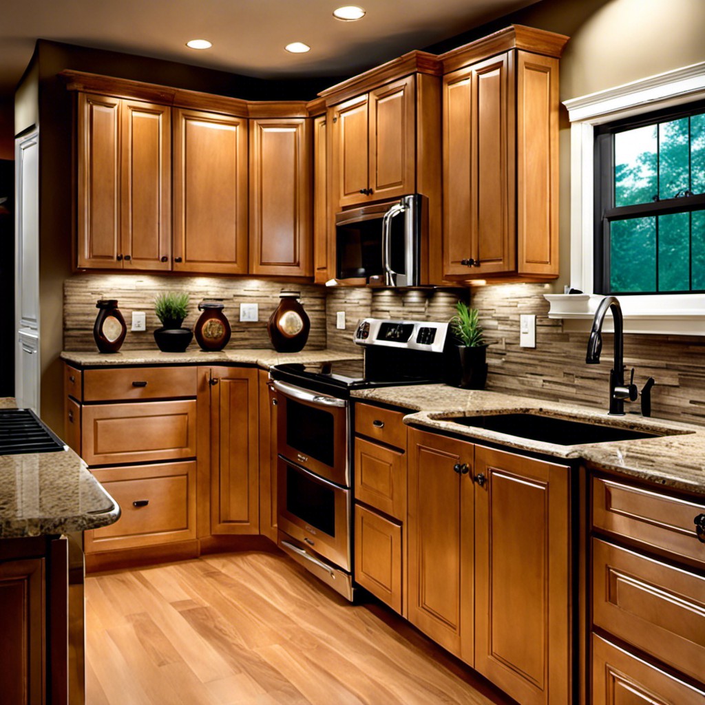 honey maple cabinets with under cabinet lighting