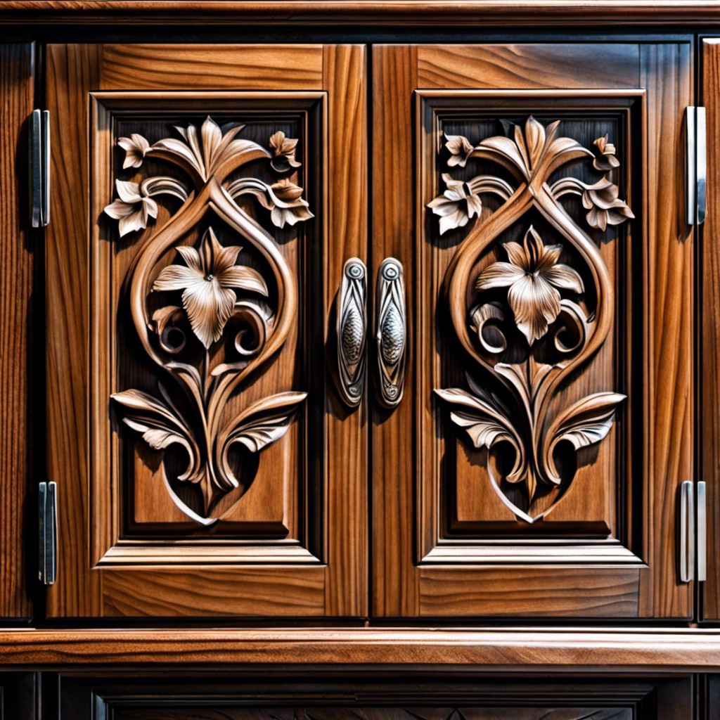 intricate wood carving cabinet doors