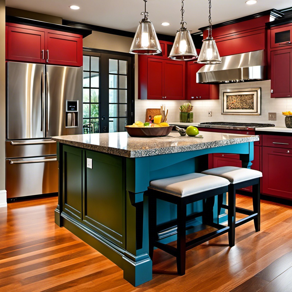 island with accent color to contrast kitchen