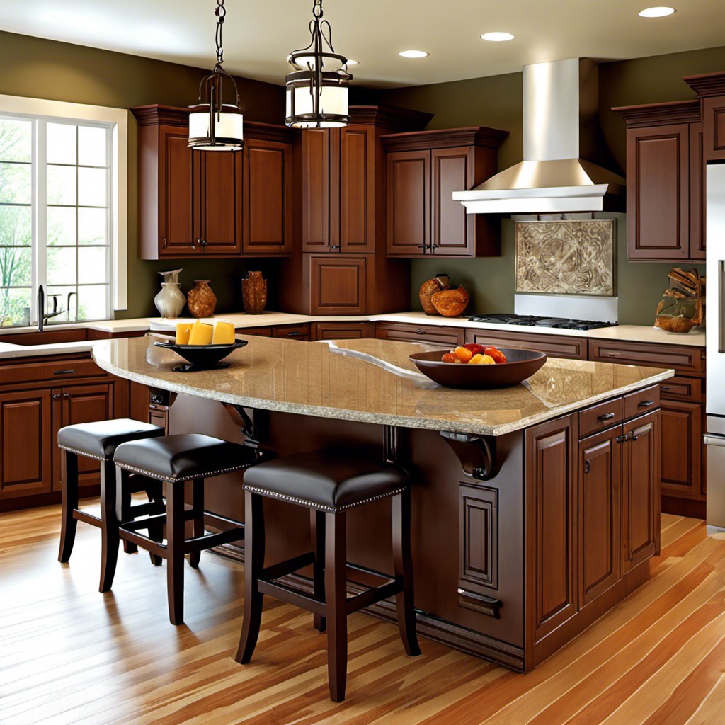 kitchen island with attached breakfast bar