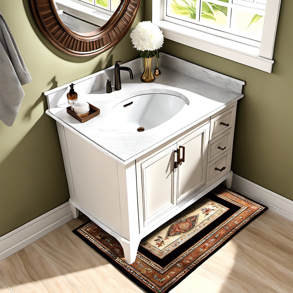 l shaped rug for bathroom vanity