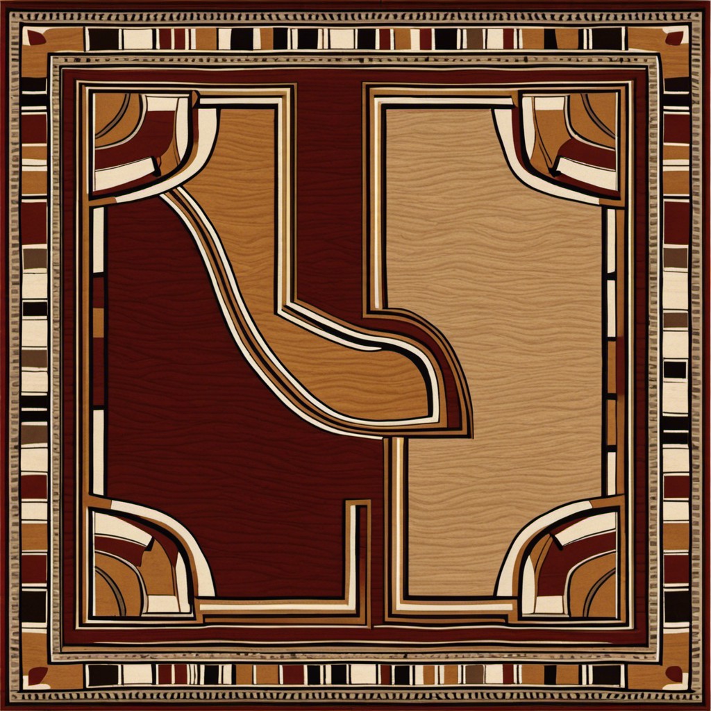 l shaped rug with abstract design