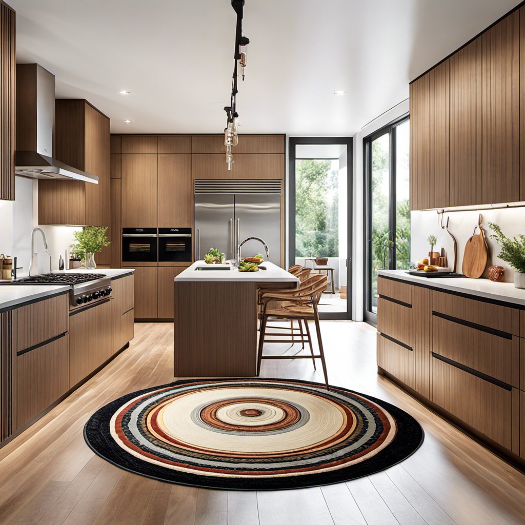 large oversized circle kitchen rug for open space kitchens