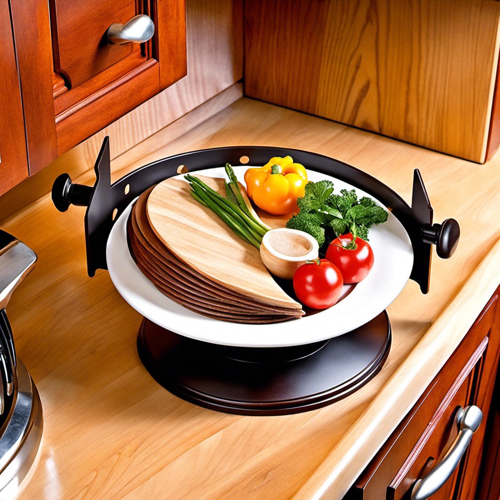 lazy susan style cookbook holder