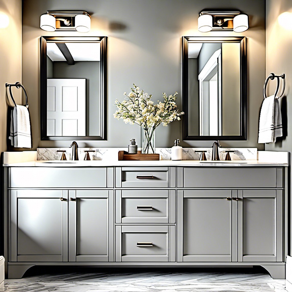 light gray cabinets with brushed nickel hardware