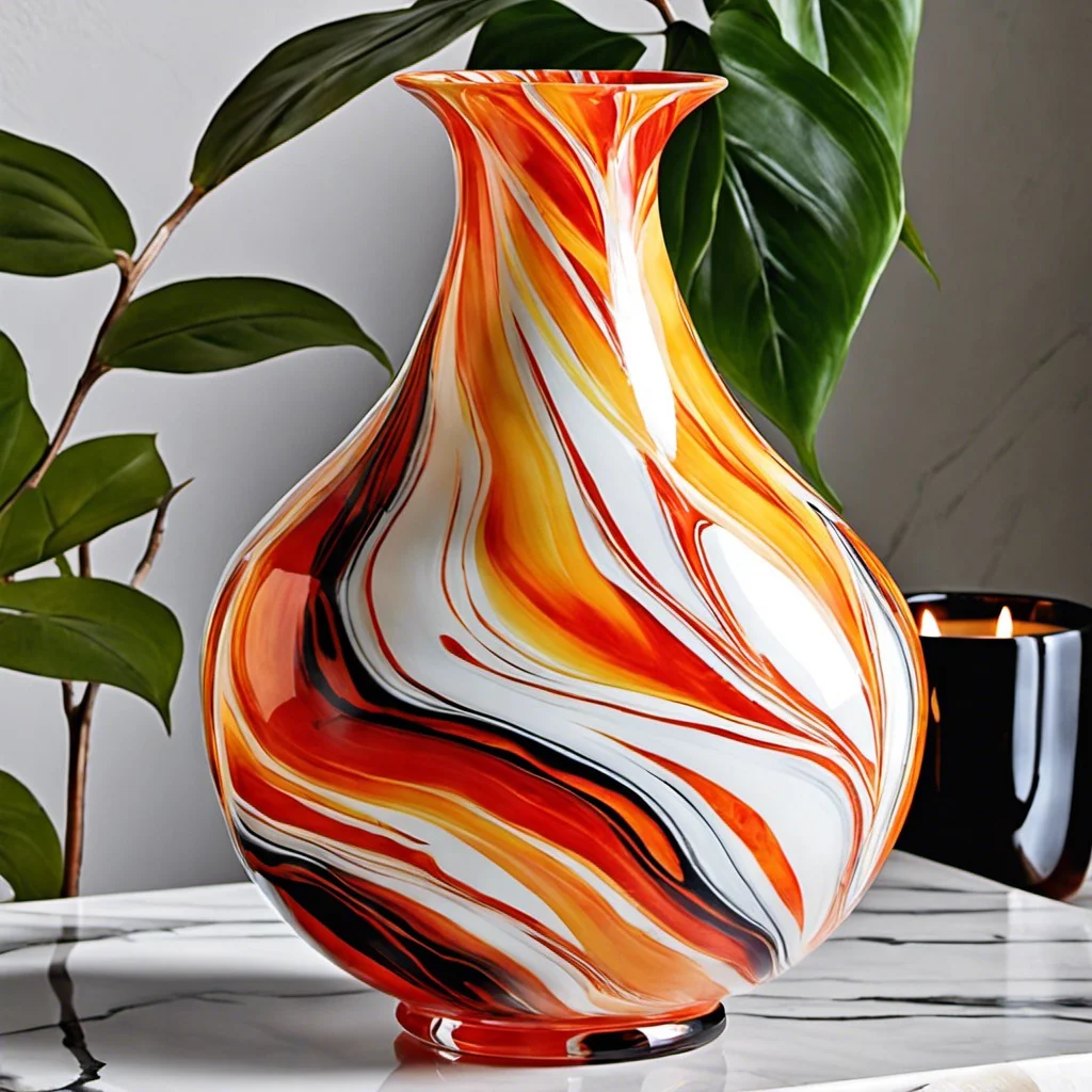 marbled painted glass vase
