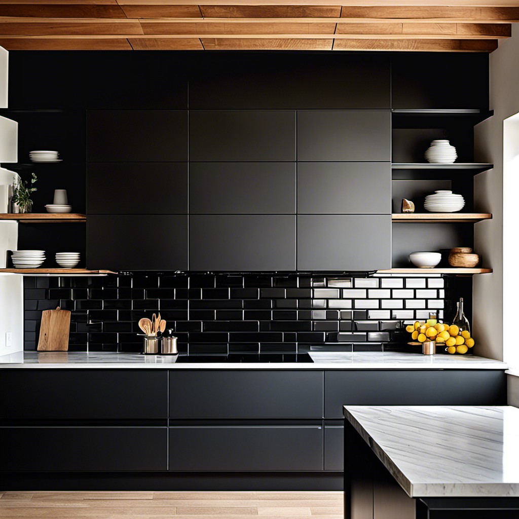 matte black subway tiles