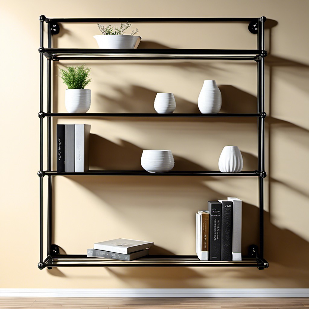 metal frame wall shelves