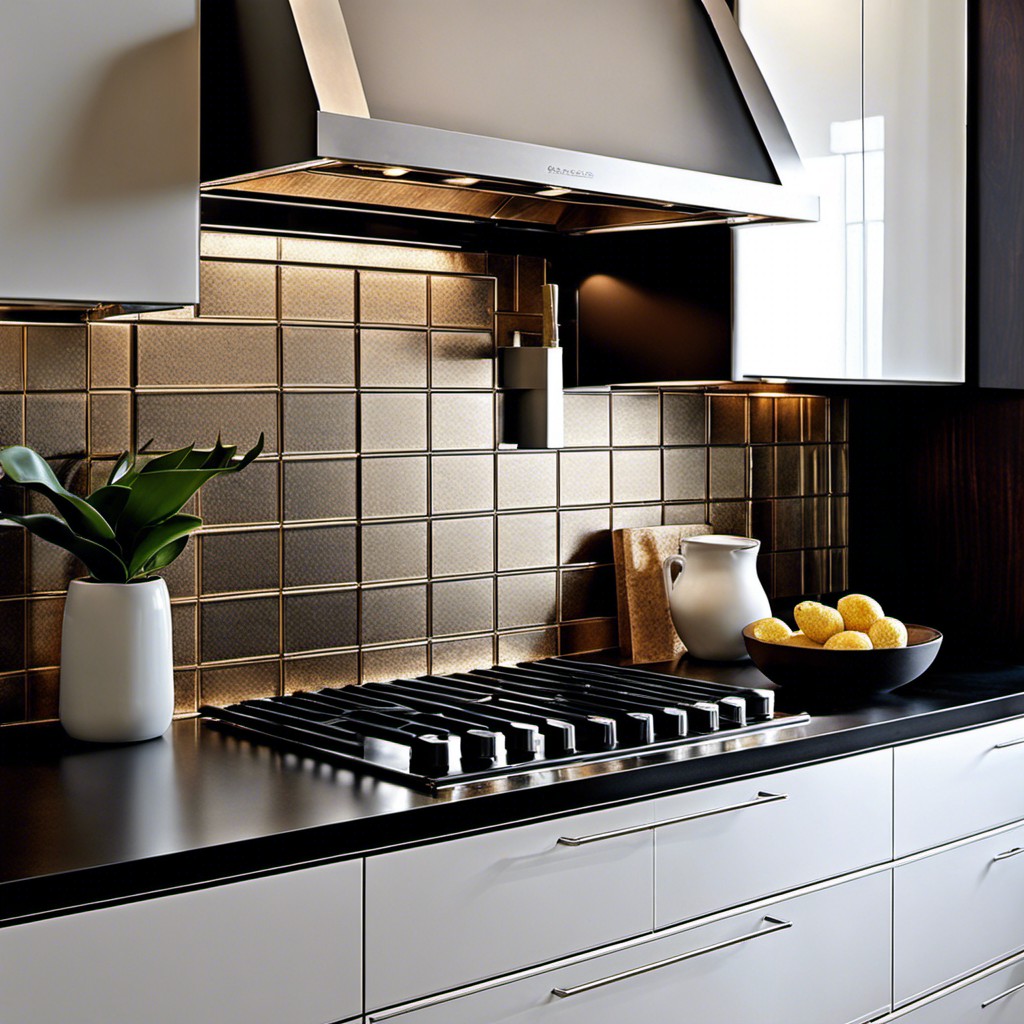 metallic tiles for industrial look