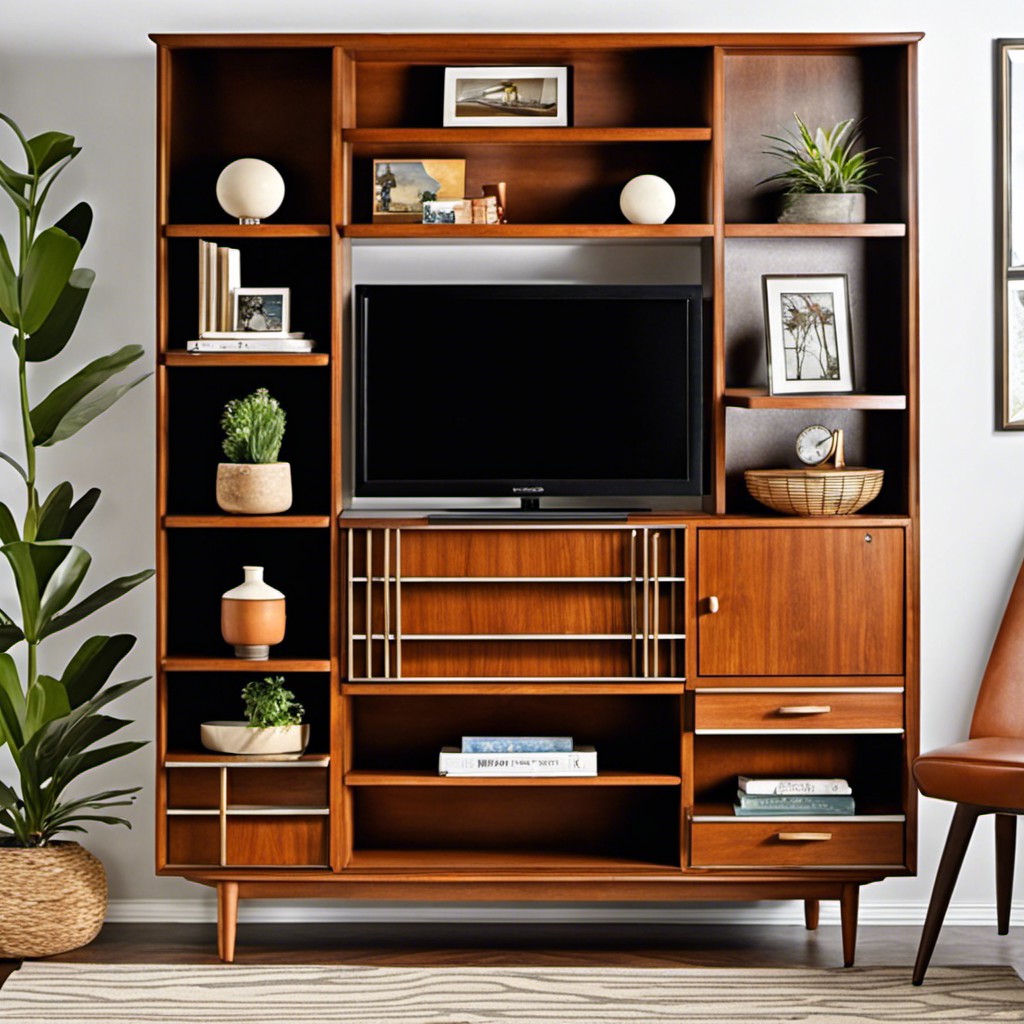 mid century style bookshelf with movable shelves