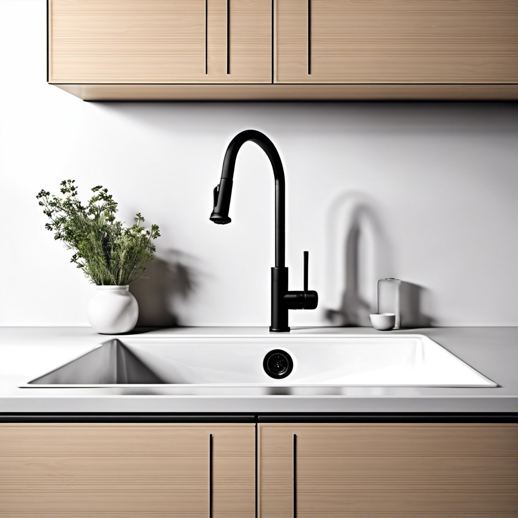 mix and match white sink with black faucet