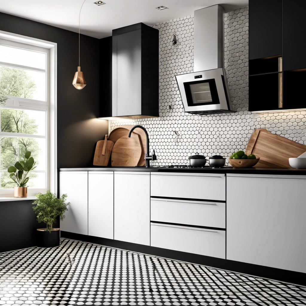 modern black and white hexagonal tiles