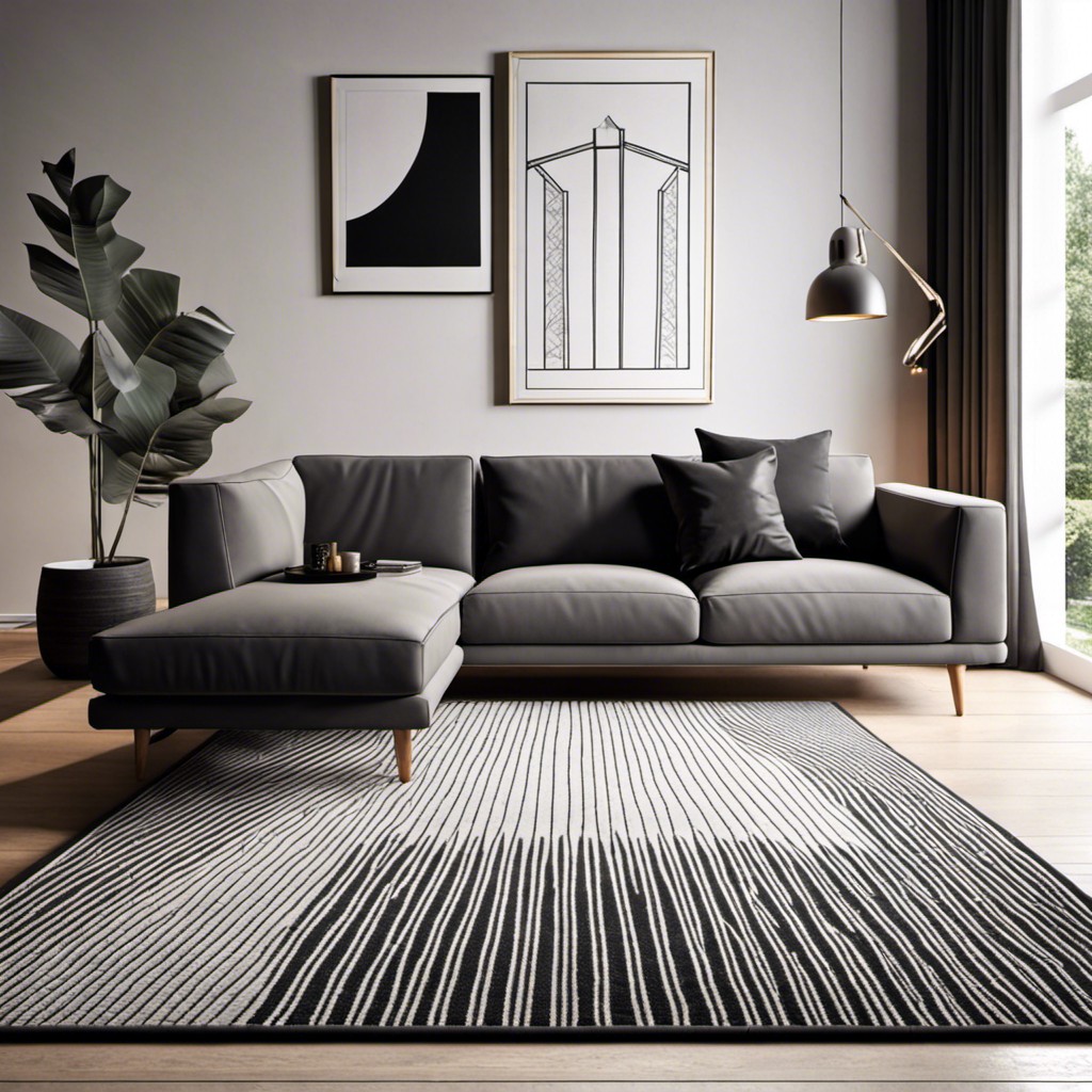 monochrome l shaped rug