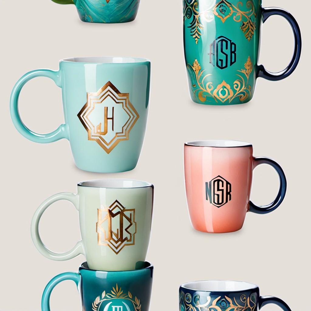 monogrammed painted glass mugs