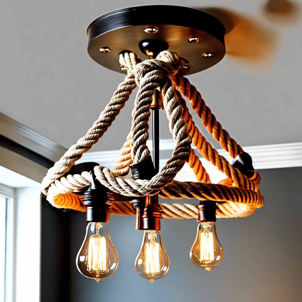 nautical rope and bulb chandelier