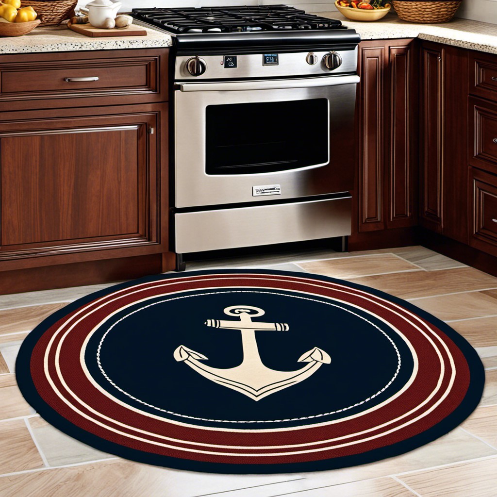 nautical theme round kitchen mat