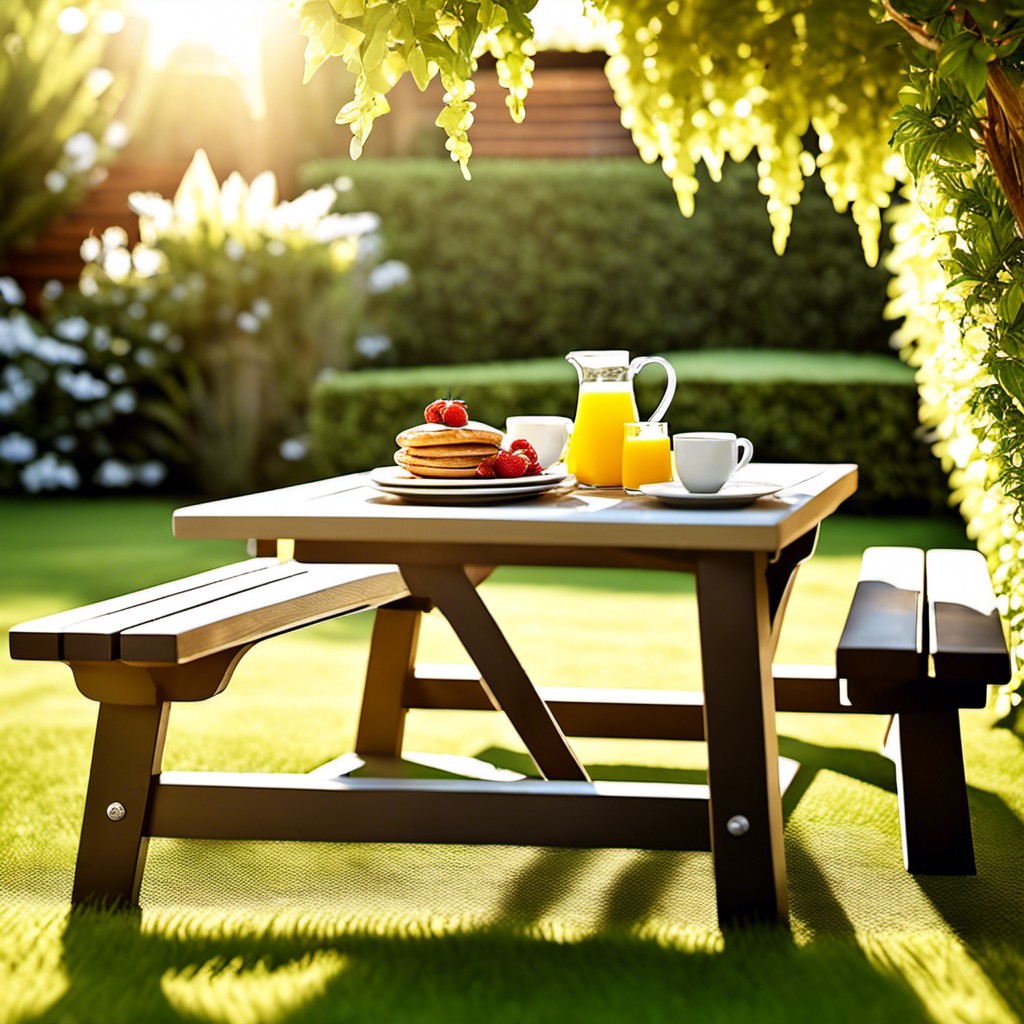outdoor breakfast bench