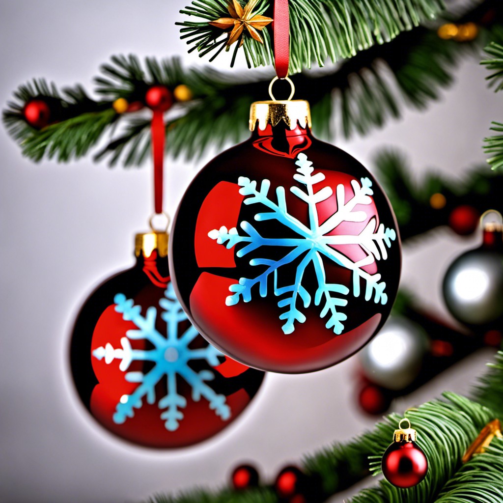 painted snowflakes on christmas ornaments