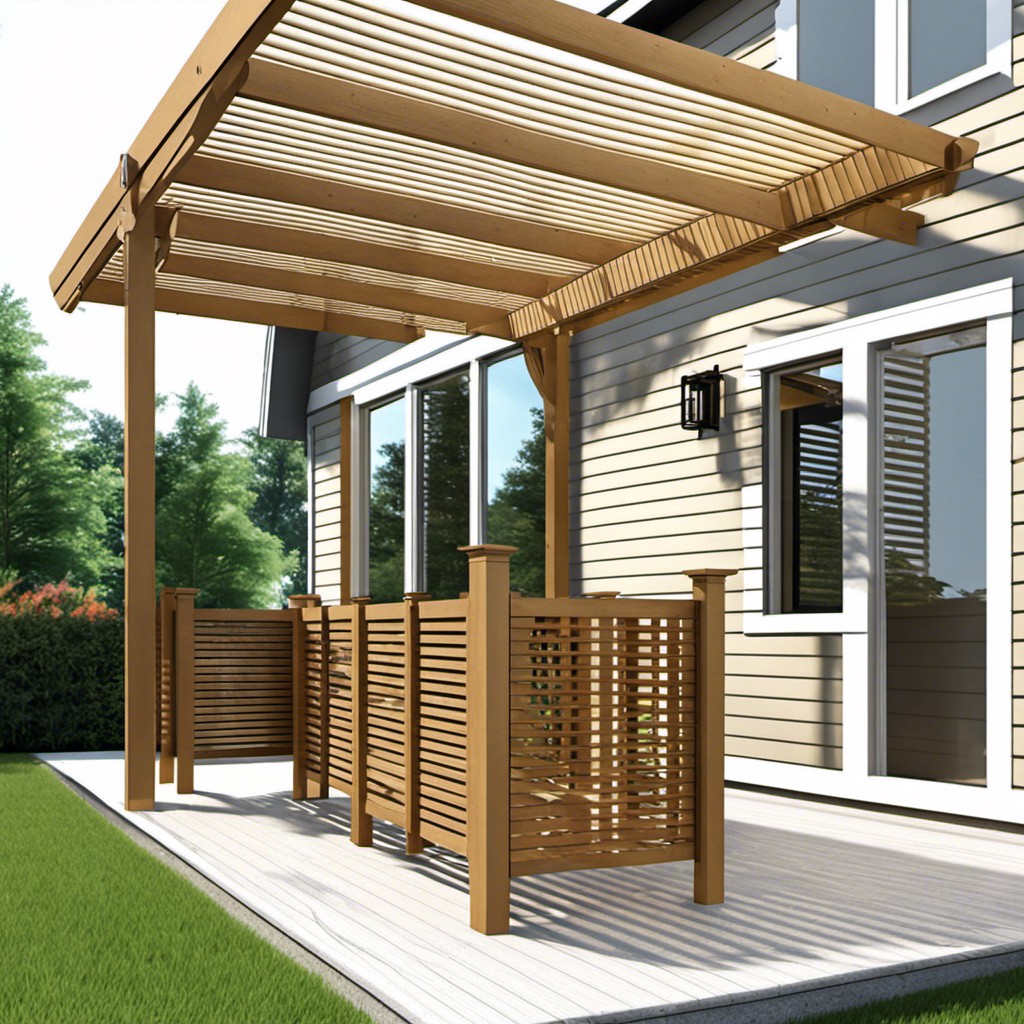 pergola with adjustable wooden slats for privacy