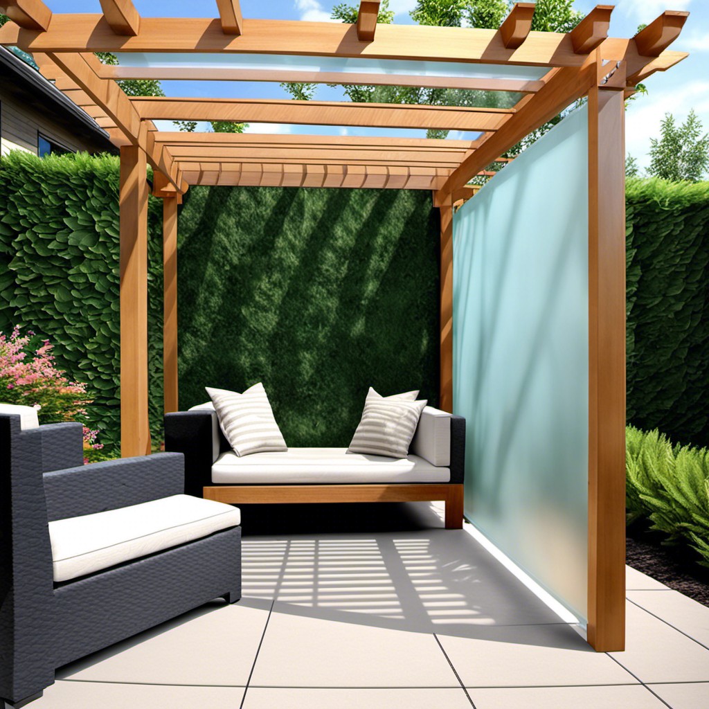 pergola with frosted glass privacy screen