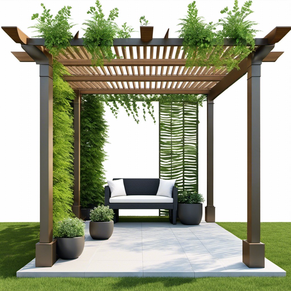 pergola with tall greenery wall for natural privacy
