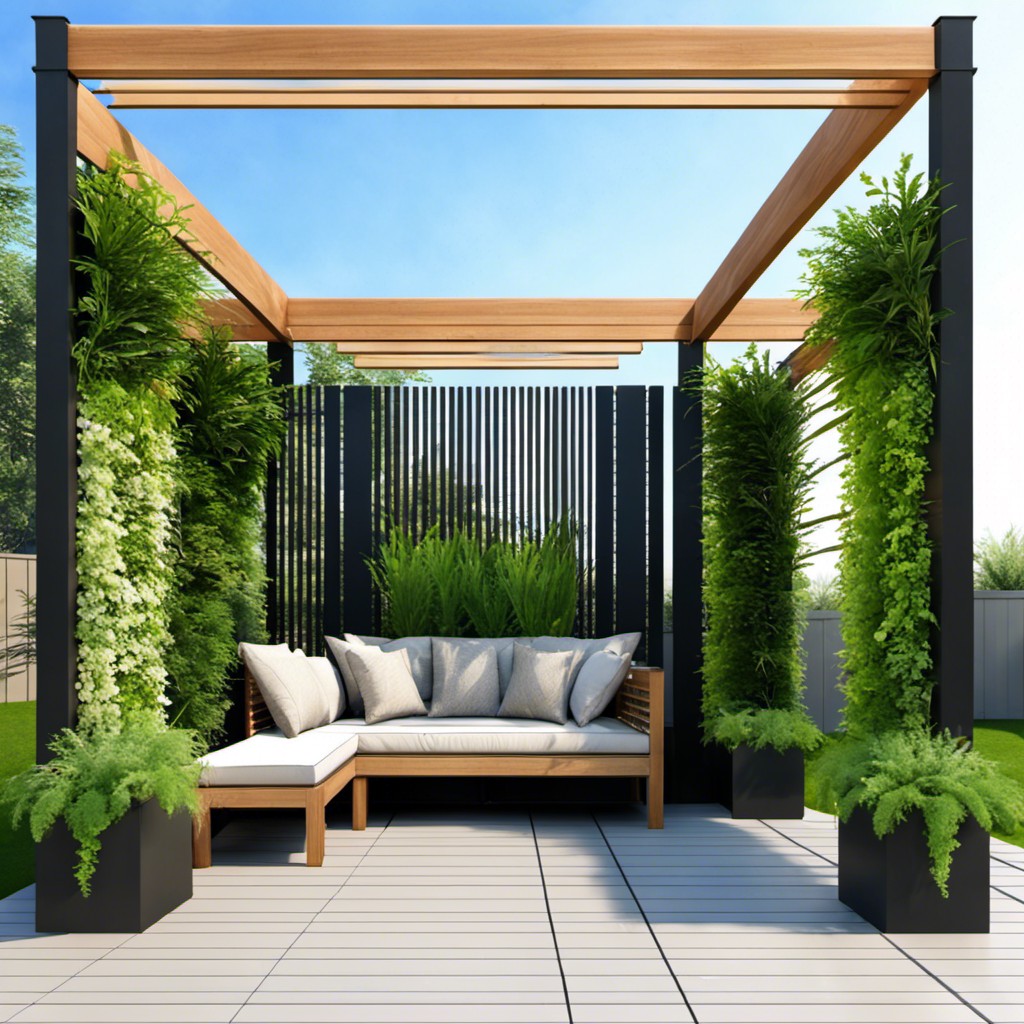 pergola with vertical garden privacy wall