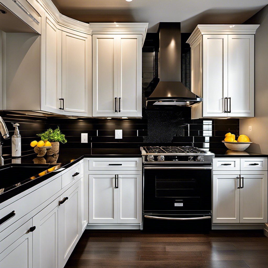 polished black granite backsplash