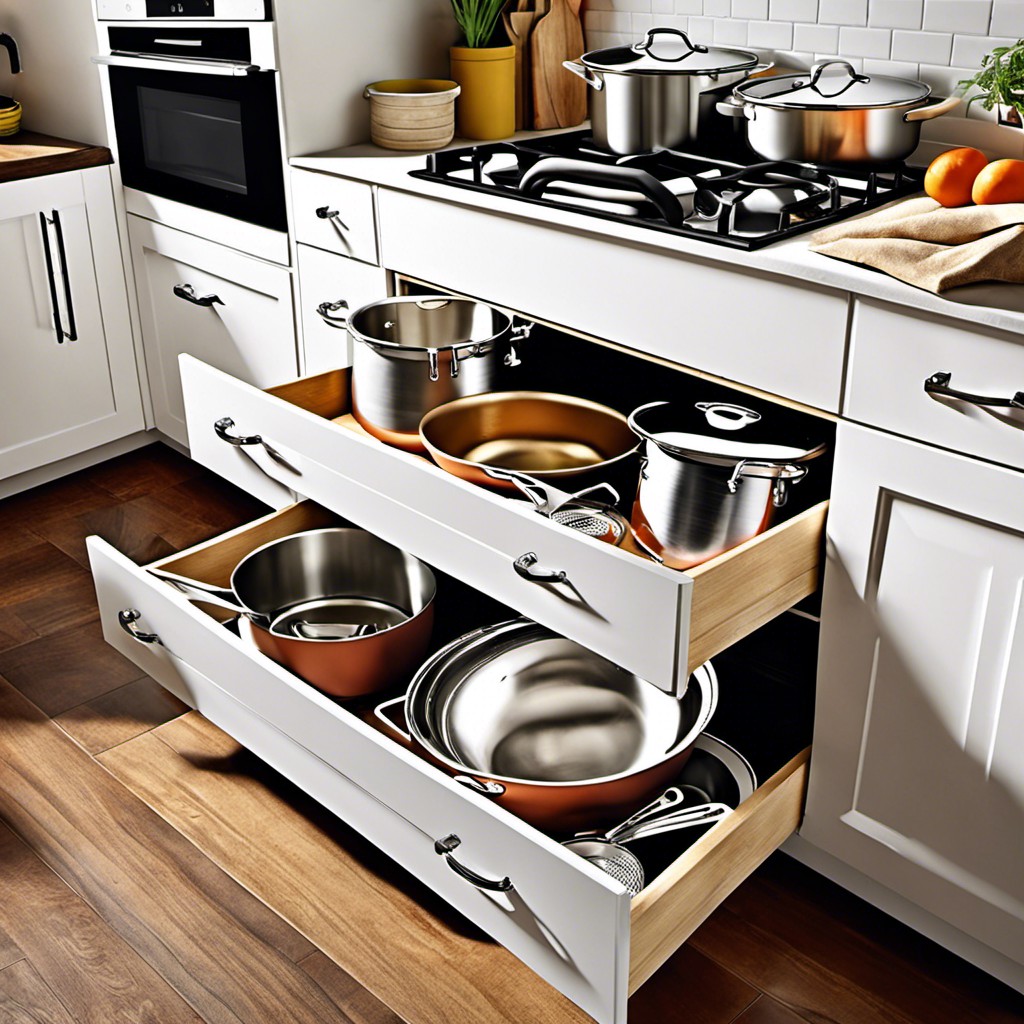 pots and pans drawer under the sink