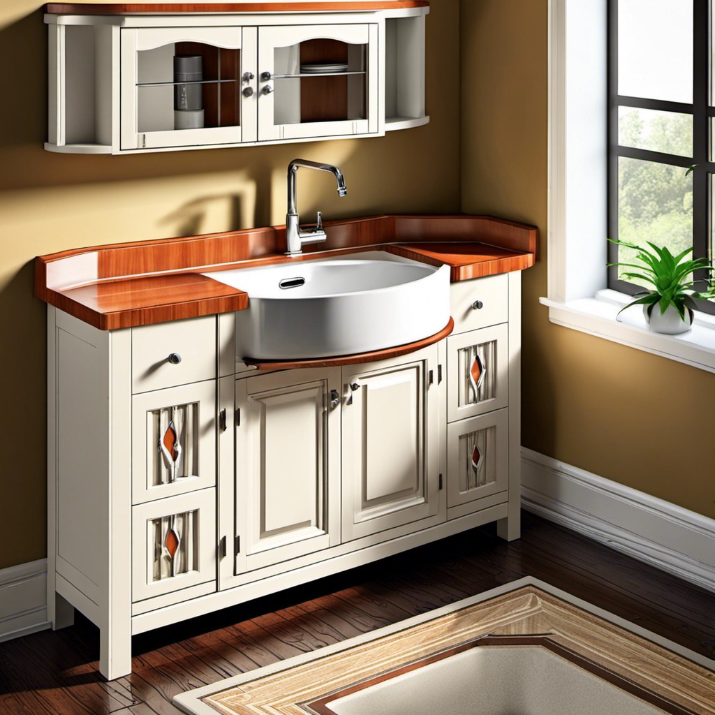 retro style corner sink cabinet