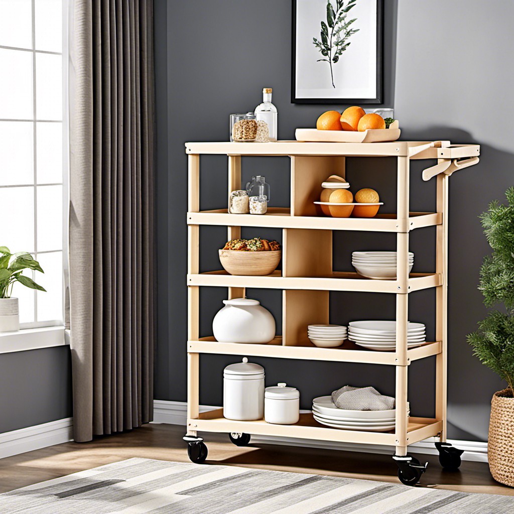 rolling cart with adjustable shelves