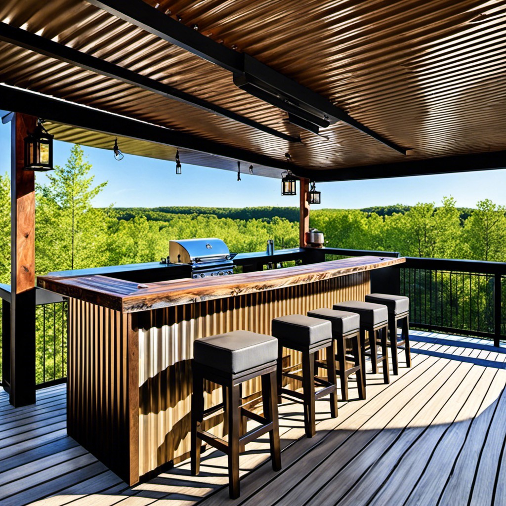 roof deck bar with corrugated metal siding