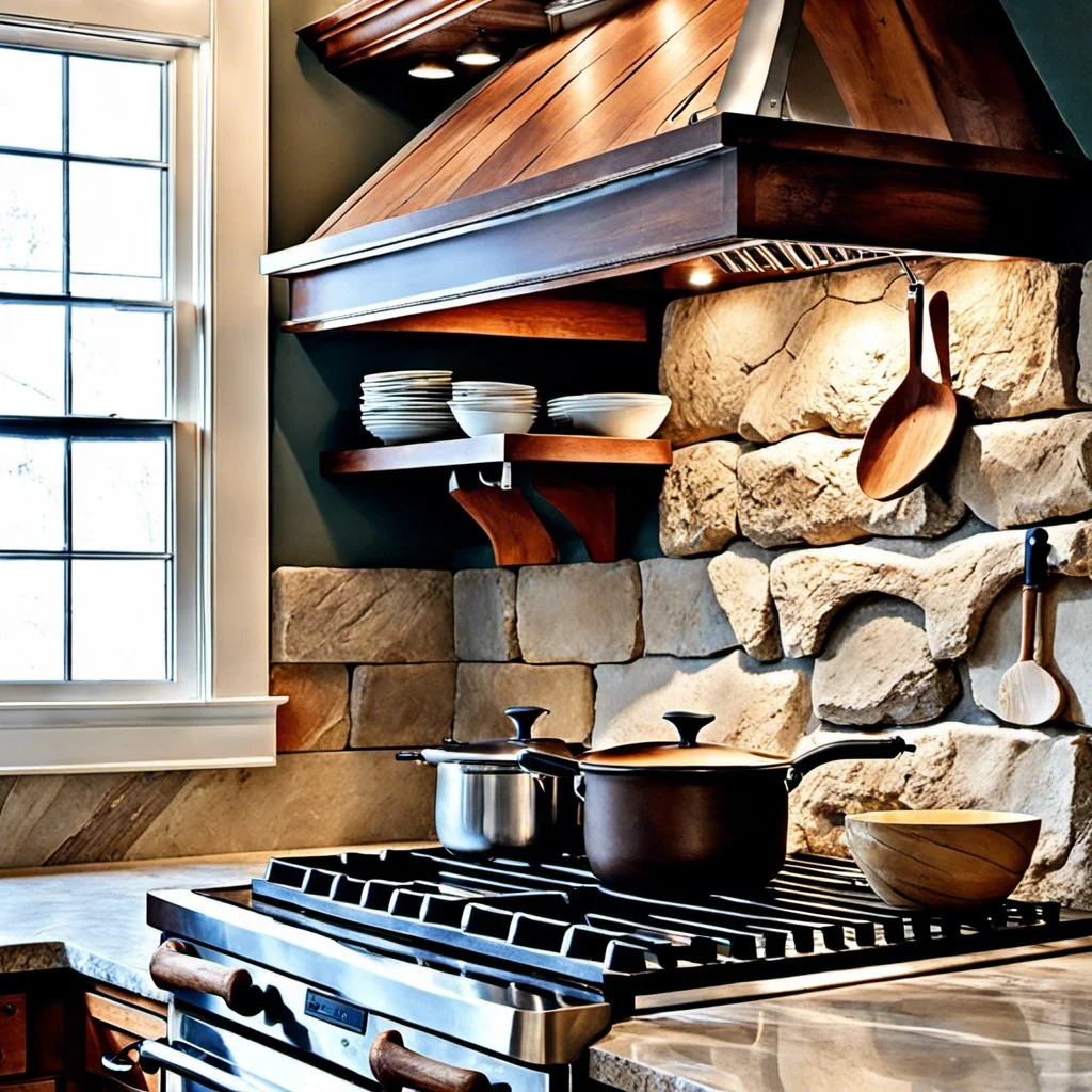 rough cut limestone backsplash