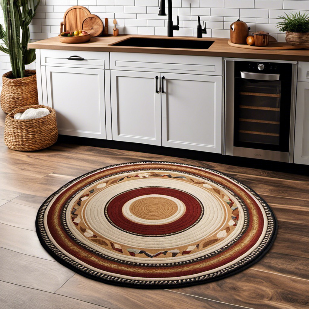 round rustic style kitchen rug