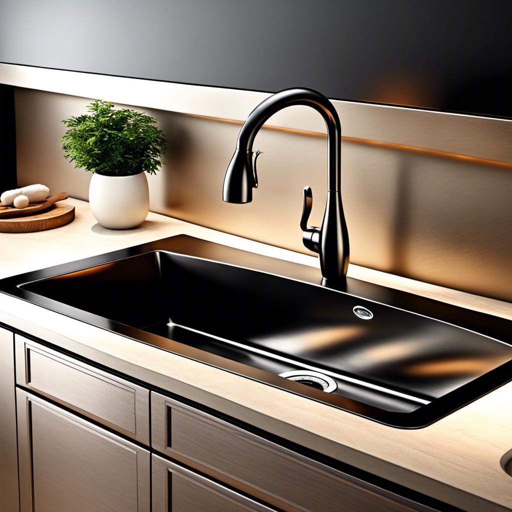rounded corner black stainless sink