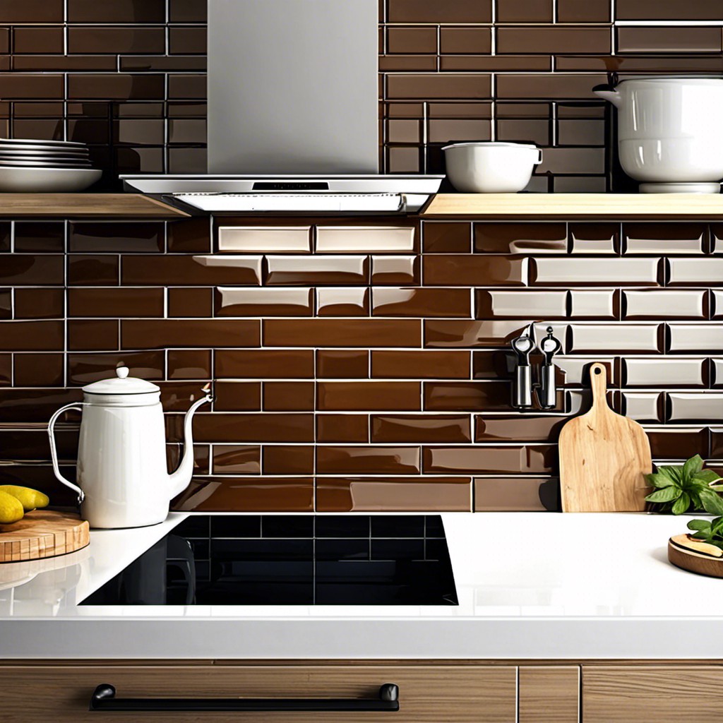 rustic brown subway tiles for a warm effect