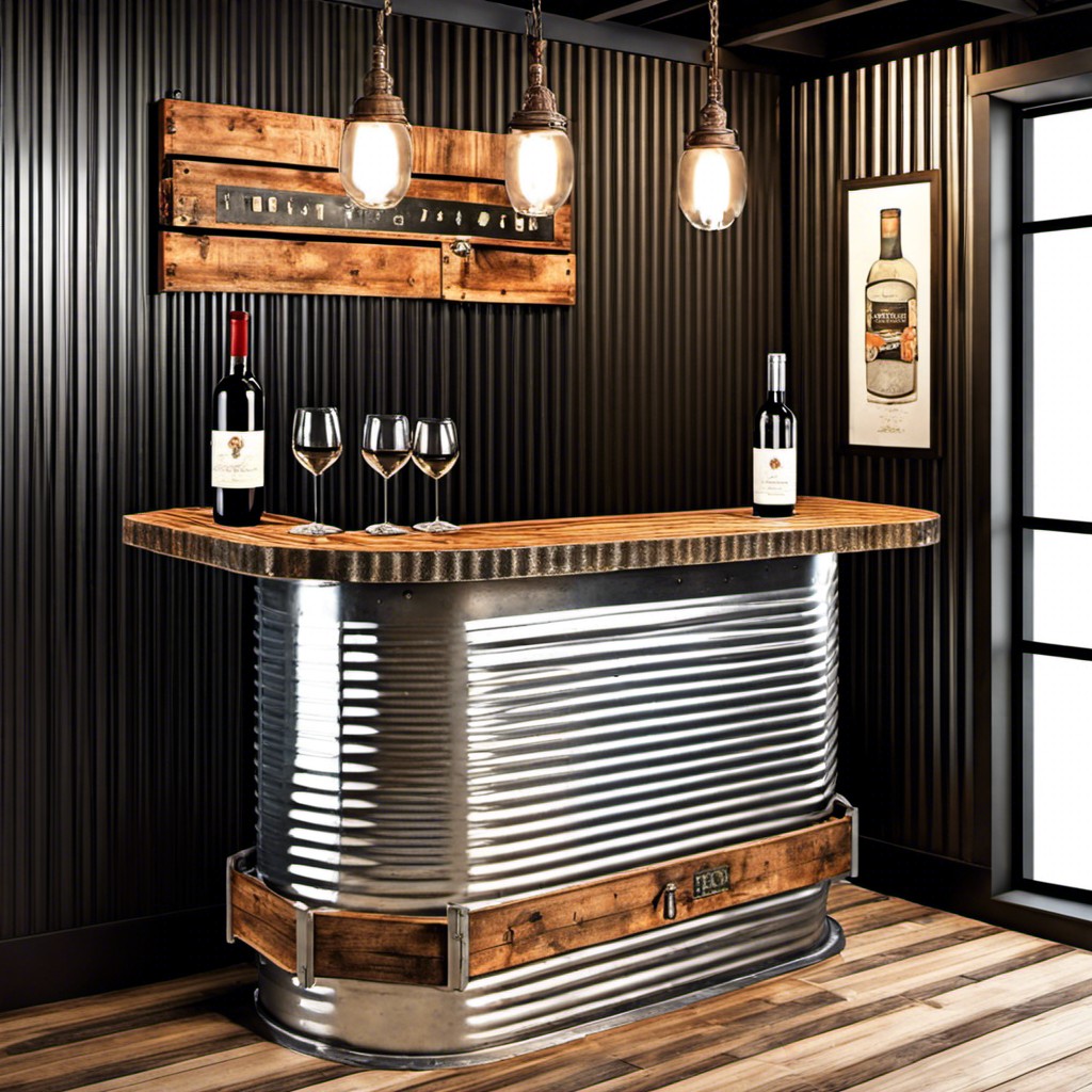 rustic corrugated metal wine bar