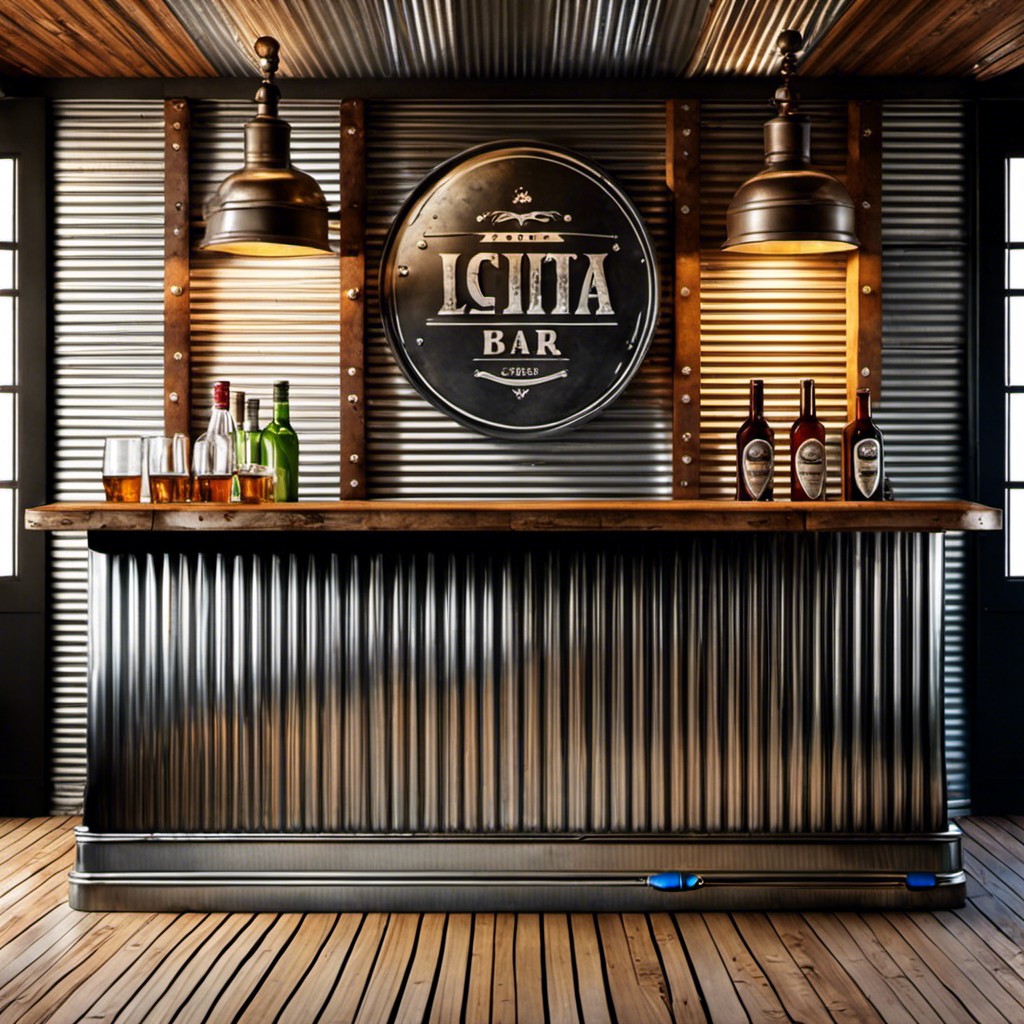rustic corrugated tin bar front
