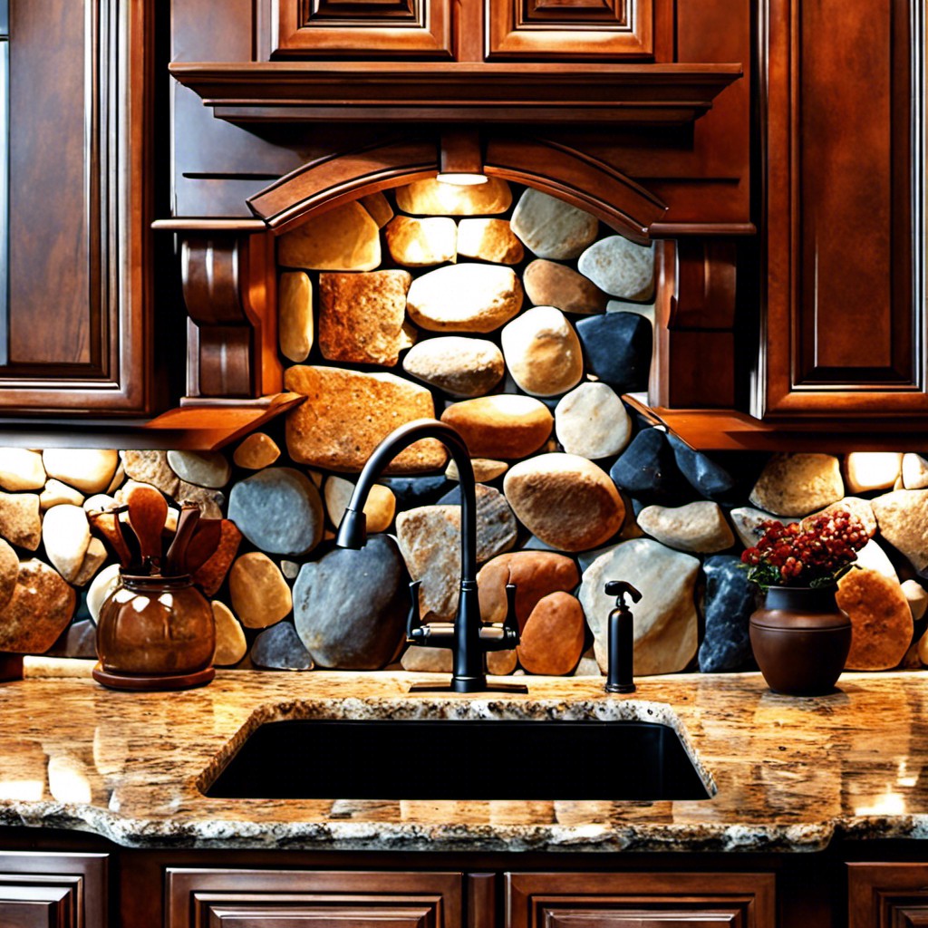 rustic fieldstone backsplash