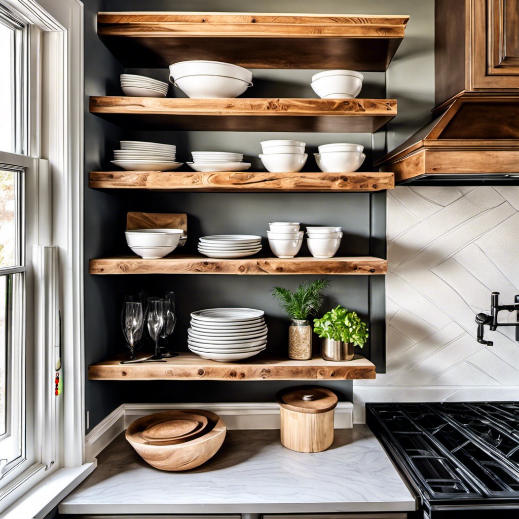 rustic wooden shelves